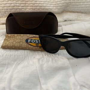 Fossil Charcoal Frame Sunglasses with Dark Lenses
